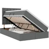 vidaXL LED opbergbed met matras Donkergrijs 120 x 190 cm Stof