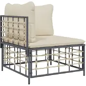 Sonstiges Tuinhoekbank met beige kussens poly rattan