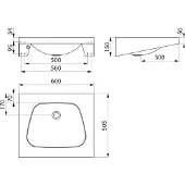 Delabie TRAPEZ wastafel z. kraangat z. overloop RVS 304 mat