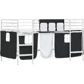 Syfax Bunkbed voor kinderen met gordijnen Wit en zwart 107 x 203 cm