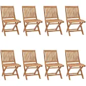 vidaXL Tuinstoelen 8 st inklapbaar met kussens massief teakhout