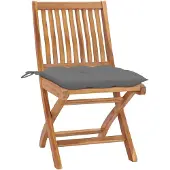 vidaXL Tuinstoelen 2 st met grijze kussens massief teakhout