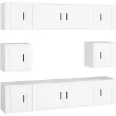 Syfax 8-delige Tv-meubelset bewerkt hout wit