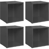 Sonstiges Tv-meubelen 4 st 37x35x37 cm bewerkt hout hoogglans grijs