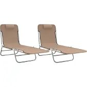 Syfax Ligbedden 2 st inklapbaar textileen en staal taupe