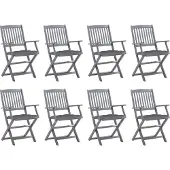 Syfax Inklapbare stoelen 8 st met kussens massief acaciahout