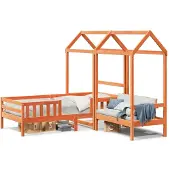 vidaXL Kinderbed met huisje massief grenenhout wasbruin 90x200 cm