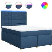 vidaXL Boxspring met matras stof blauw 140x200 cm