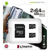 Kingston Micro SD geheugenkaart met adapter Kingston SDCS2/64GB-2P1A 64 GB