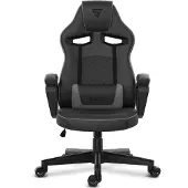 Sense7 Knight Ergonomische bureaustoel - Gamingstoel - lendenkussen - In hoogte verstelbaar - Eco-leer - Duurzaam en comfortabel - Maximale belasting 120 kg - tot 180 cm lang - Zwart en grijs
