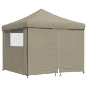 Syfax Partytent inklapbaar pop-up met 4 zijwanden taupe