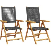 vidaXL Tuinstoelen 2 st massief acaciahout en poly rattan zwart
