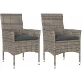 Syfax Tuinstoelen 2 st met kussens poly rattan grijs