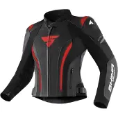 SHIMA Miura 2.0 Dames Zwart Rood Leren Motorjas Maat 32