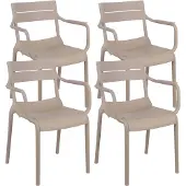 Oviala - Set van 4 beige kunststof terrasfauteuils - Paname