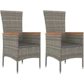 Syfax Tuinstoelen 2 st met kussens poly rattan grijs