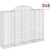 vidaXL Schanskorven 18 st gewelfd 200x30x140/160 cm ijzer