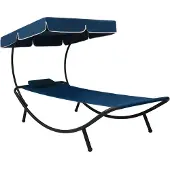 Prolenta Maison Exclusive - Ligbed met zonnedak en kussen, blauw