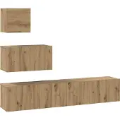 Syfax Tv-meubelset 4 pcs Artisan Eiken Bewerkt hout
