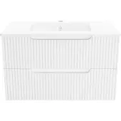 Aurlane Wastafelonderkast Emilien 50cm - Sneeuwwit Mat - Met 2 Lades