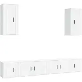 Syfax 6-delige Tv-meubelset bewerkt hout wit
