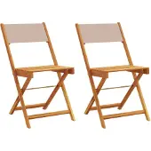 vidaXL Bistrostoelen 2 st massief acaciahout en stof taupe