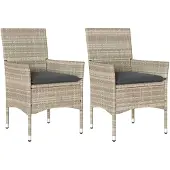 vidaXL Tuinstoelen 2 st met kussens poly rattan lichtgrijs