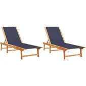 Syfax Ligbedden 2 st massief acaciahout en textileen blauw