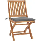 vidaXL Tuinstoelen 2 st met grijze kussens massief teakhout