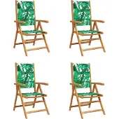 vidaXL Tuinstoelen 4 st verstelbaar massief hout en stof groen