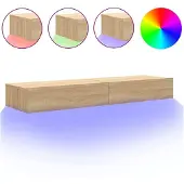 vidaXL Tv-meubelen 2 st met LED-verlichting 60x35x15,5 cm sonoma eiken