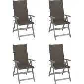 Syfax Tuinstoelen 4 st verstelbaar met kussens massief acaciahout