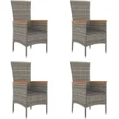 Syfax Tuinstoelen 4 st met kussens poly rattan grijs