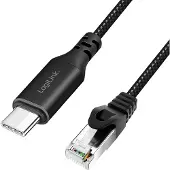 Logilink USB 3.2 Gen 1 (USB 3.0) Adapterkabel [1x USB-C USB 3.2 (Gen 1) - 1x RJ45-stekker 8p8c] CU0411 1.50 m Folie afscherming