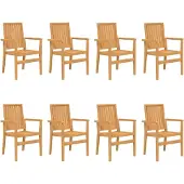 vidaXL Tuinstoelen stapelbaar 8 st 56,5x57,5x91 cm massief teakhout