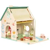 ClassicWorld houten poppenhuisje - poppenhuis met tuintje en accessoires.