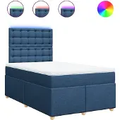 vidaXL Boxspring met matras stof blauw 120x190 cm
