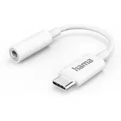 Hama USB-C Aux-adapter - 10cm - 3,5 mm Jack aansluiting - USB-C naar Aux - geschikt voor 3 en 4 polige jack aparaten - Wit