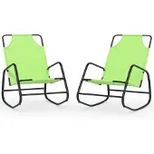 Syfax Ligstoelen 2 st schommelend staal en textileen groen