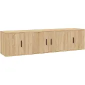 vidaXL 3-delige Tv-meubelset bewerkt hout sonoma eikenkleurig