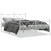 vidaXL Bedframe met hoofd- en voeteneinde metaal wit 140x200 cm