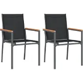 Syfax Tuinstoelen 2 st 55x61,5x90 cm textileen en staal zwart