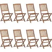 vidaXL Tuinstoelen 8 st inklapbaar met kussens massief acaciahout