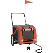Syfax Hondenfietstrailer oxford stof en ijzer oranje en grijs