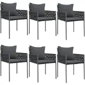 vidaXL Tuinstoelen 6 st met kussens 54x61x83 cm poly rattan zwart