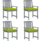 Syfax Tuinstoelen 4 st met kussens massief acaciahout grijs