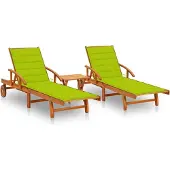 Syfax Ligstoelen 2 st met tafel en kussens massief acaciahout