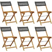 vidaXL Tuinstoelen 6 st inklapbaar poly rattan en massief hout zwart