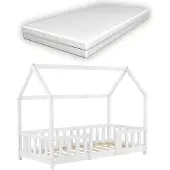 En.casa Kinderbed Sisimiut met uitvalbeveiliging en matras 70x140 wit