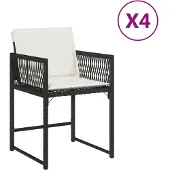 Syfax Tuinstoelen 4 st met kussens poly rattan zwart